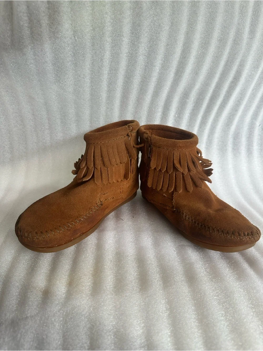 Minnetonka Kids Brown Suede Fringe Moccasin Boots